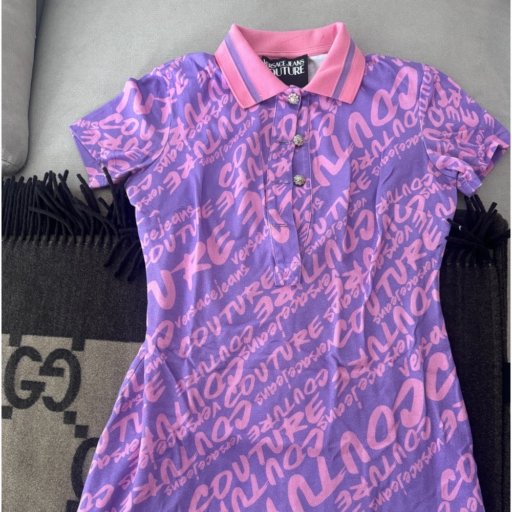 Versace Jeans Collection Purple and Pink Mini Dress